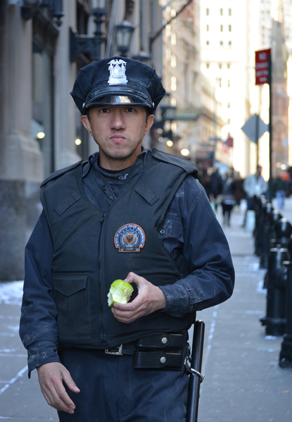 Jedidiah Dore as Gotham City Police Officer on set of The Dark Knight Rises.