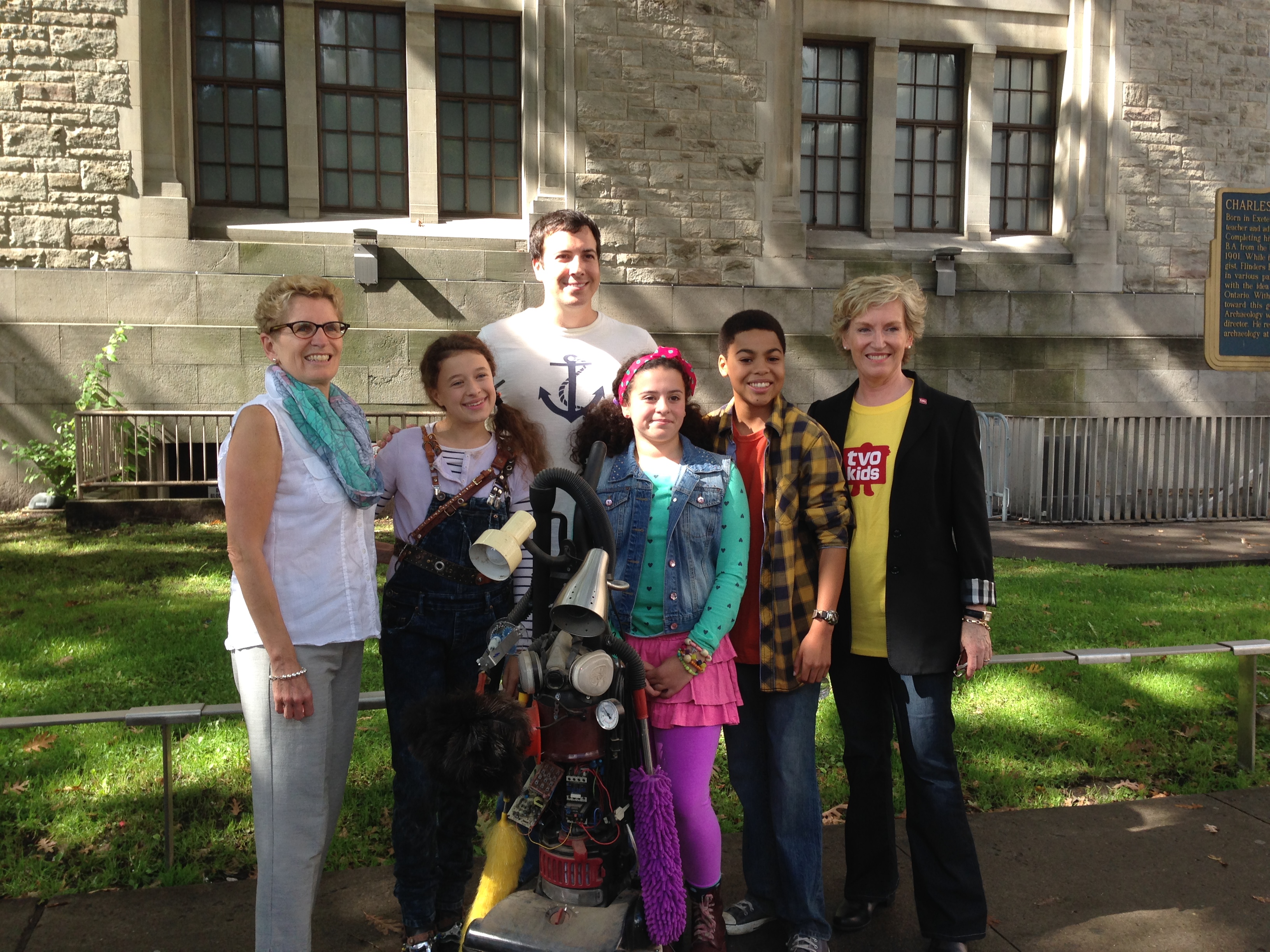 Attending Word on the Street, Toronto with Premier of Ontario, Kathleen Wynne, Director of TVO Kids, JJ Johnson creator of Annedroids, and Cleanbot.