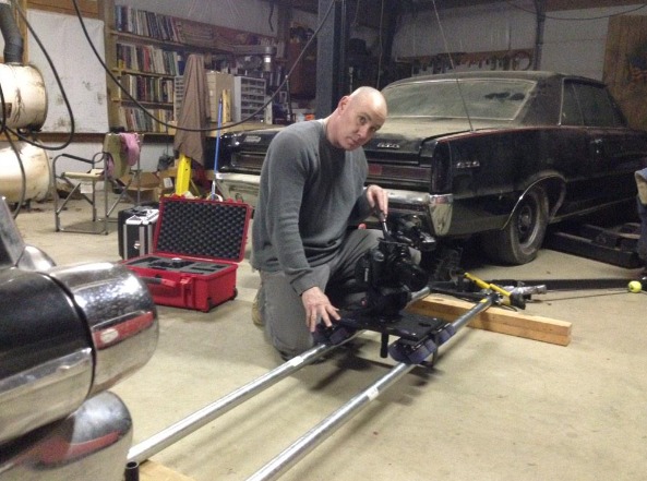 Mark Dossett setting up a low angle dolly shot for AS THEY FALL.