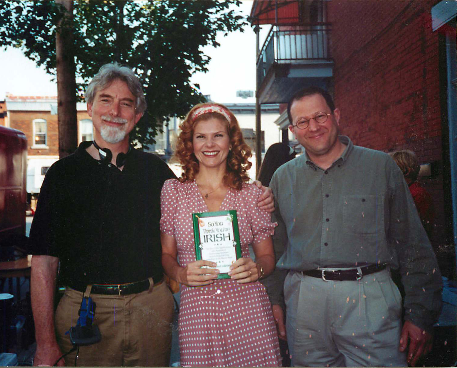 Writer-director Richard Friedenberg, co-star Lolita Davidovich, and producer Daniel Ostroff on the set of SNOW IN AUGUST in Montreal