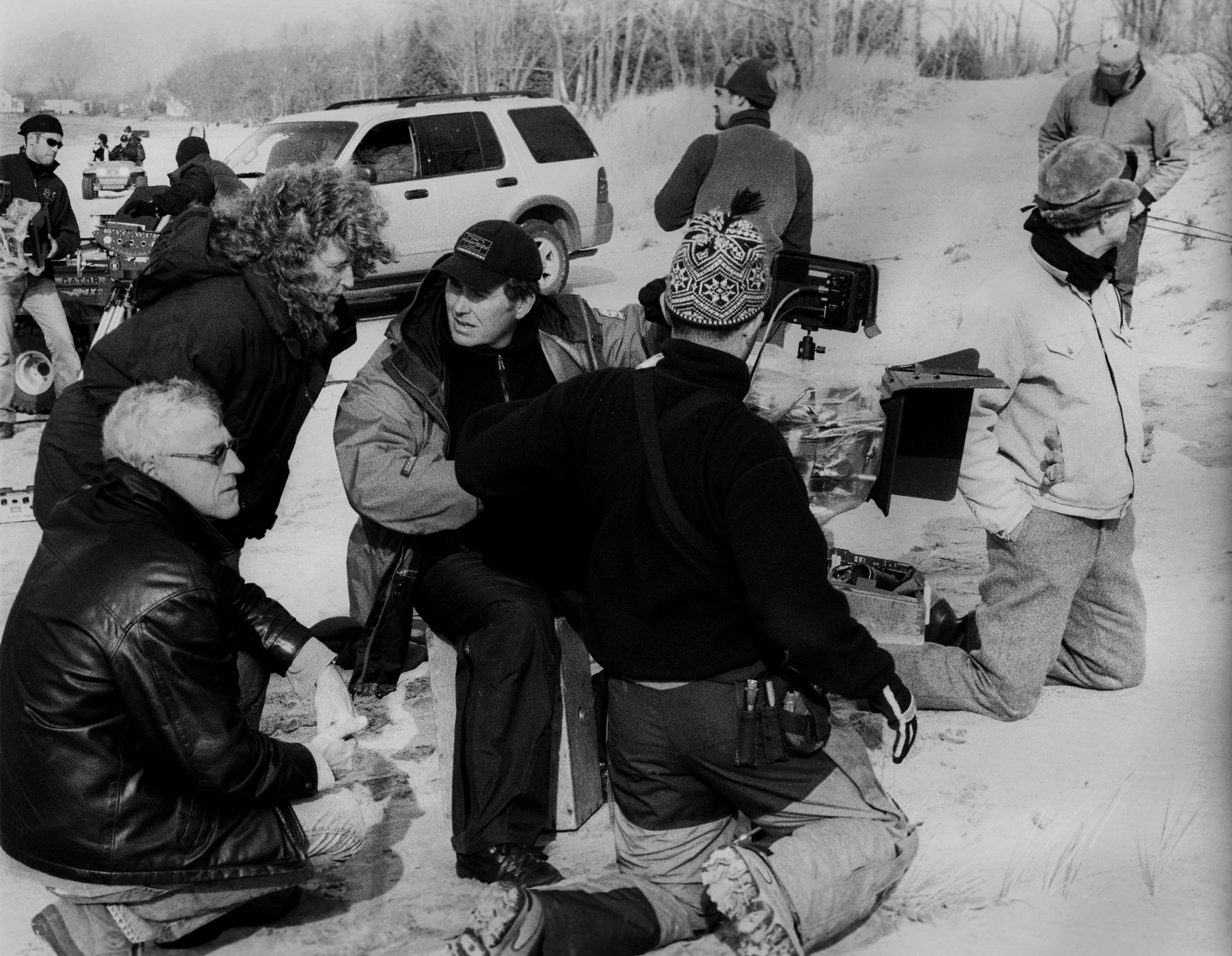 Director, Eleanore Lindo, conferring with her crew on the set of Touching Wild Horses.