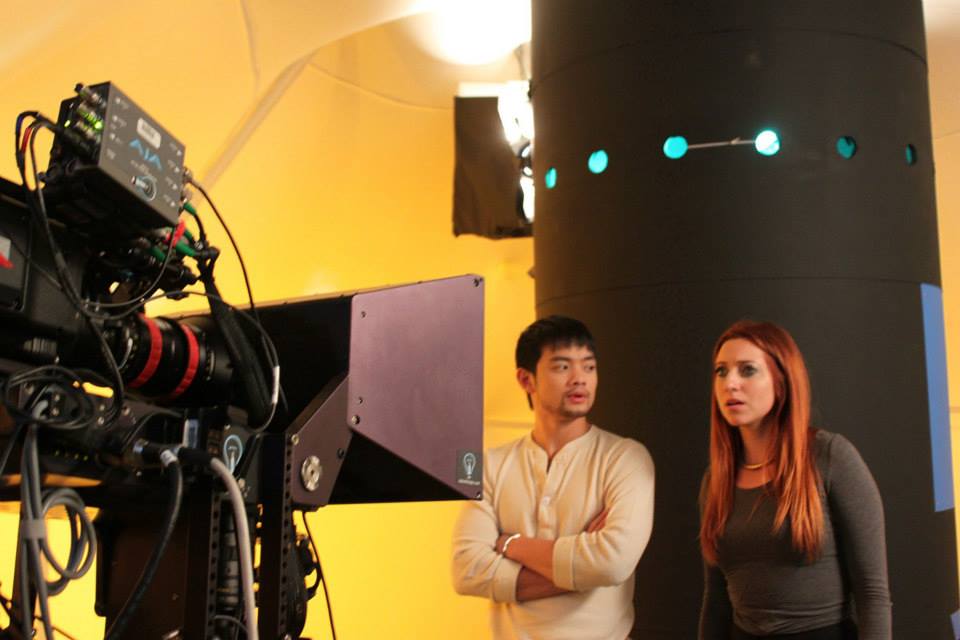 On set of the 3D film 