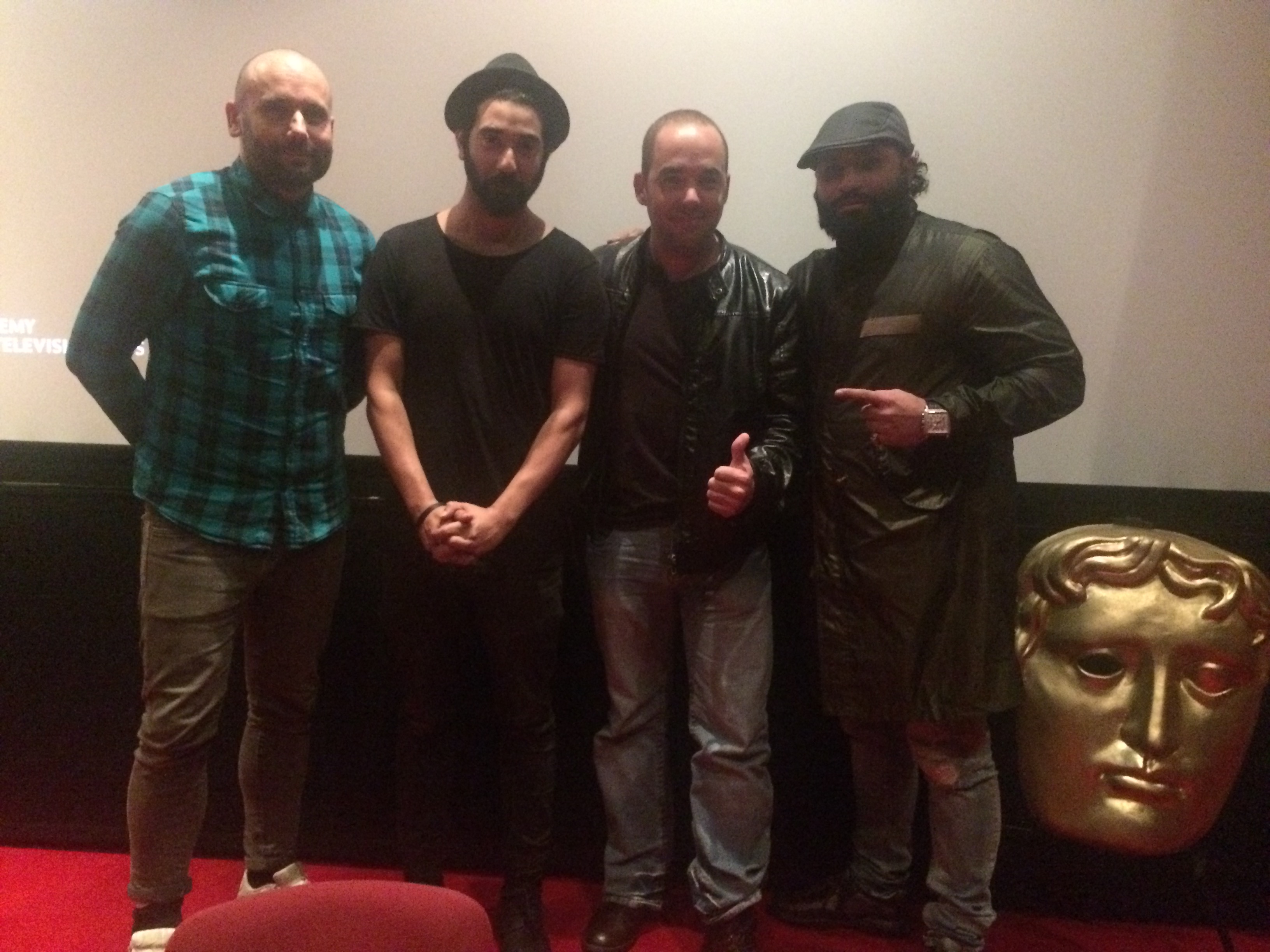 (From left to right) Director Keri Collins,Ray Panthaki,Rhys Horler and Thaer Al-Shayei at the premiere of 