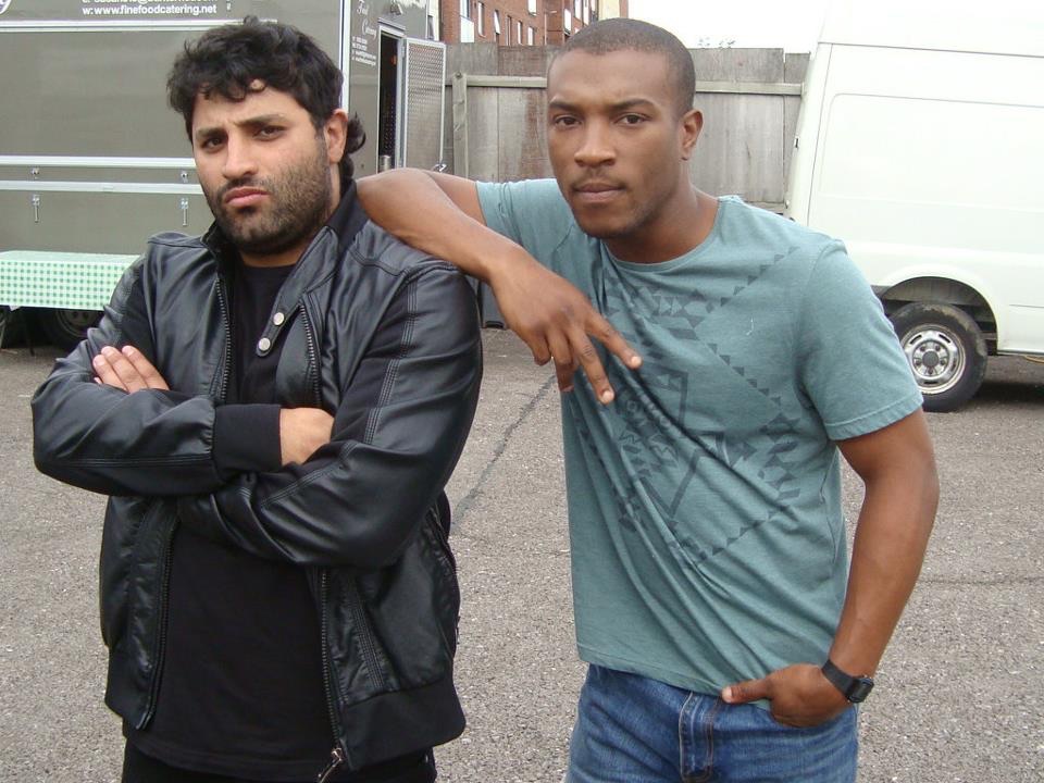 Here as Majid with Actor Ashley Walters on set of BBC Drama 