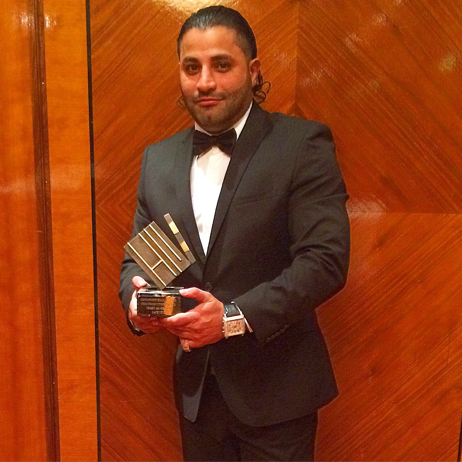 Thaer Al-Shayei at the 2015 International London Hall Of Fame with a Film Production Award for 