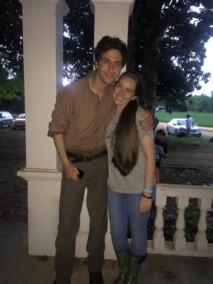 On set of In Dubious Battle with Nat Wolff