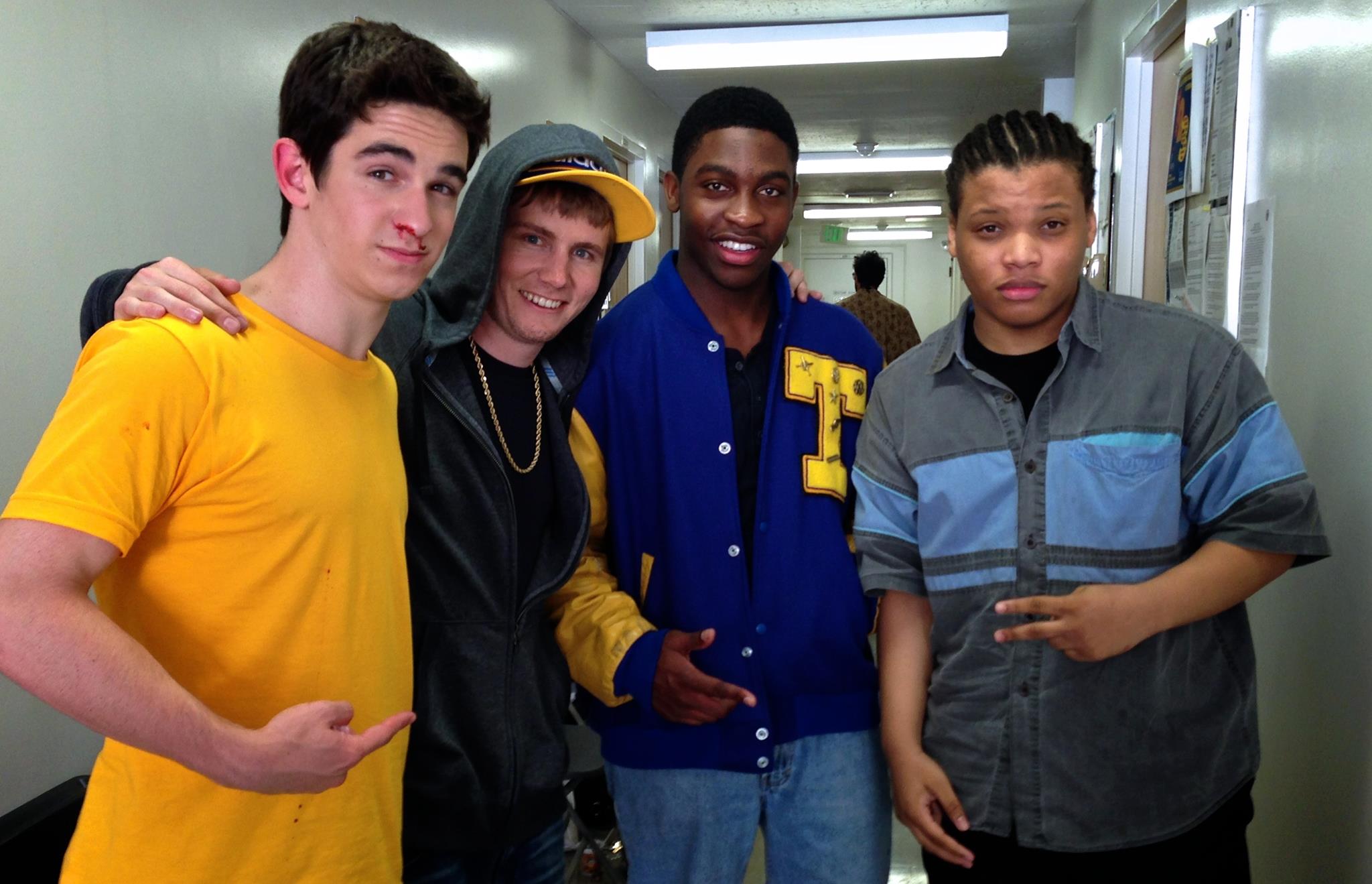 Eric De'wayne , Zachary Gordon, Andrew Baxter,and Naim Omari on set of Killing Animals