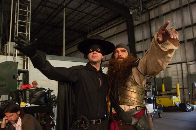 October 31, 2013 - On set of Spongebob 2. I decided to surprise Antonio Banderas by dressing up as Zorro. He loved it!