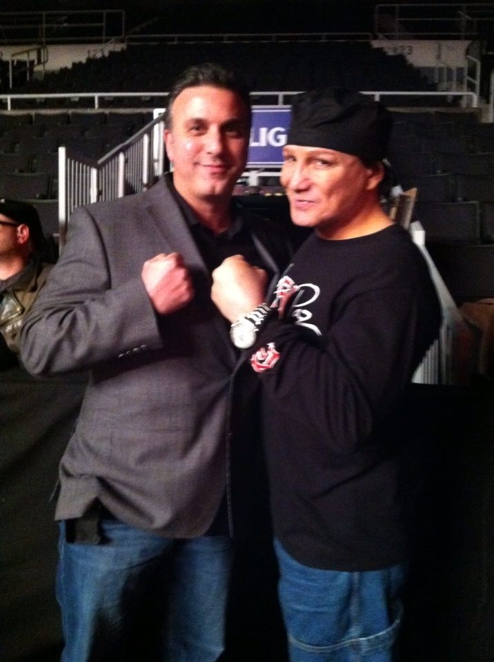 Arthur with 5-time World Champ Vinny Paz on set for Bleed For This