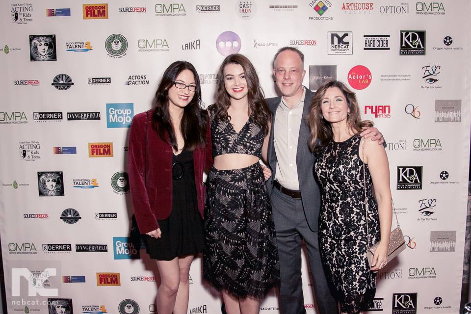 pictured at the OMPA Actor's Awards with Aileen Sheedy (director), Freddy Heath (AD), and Brandie Sylfae (UPM, actress) from The Misselthwaite Archives