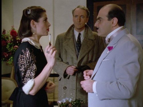 Still of Rosalind Bennett, Hugh Fraser and David Suchet in Agatha Christie's Poirot (1989)