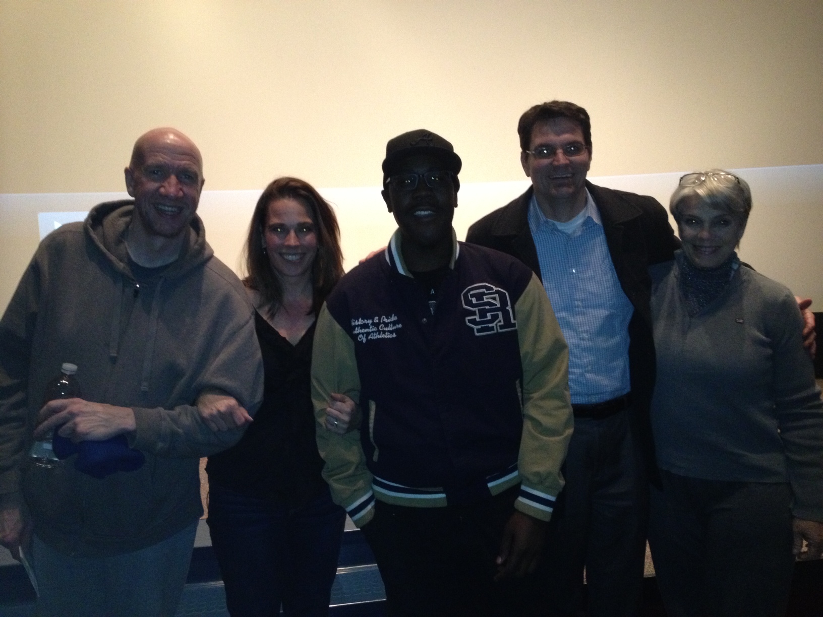 With cast members Tim Peck, Bennett Rodgers, Brenda Bass and director, Bobby Huntley, of Tuesday Sunrise