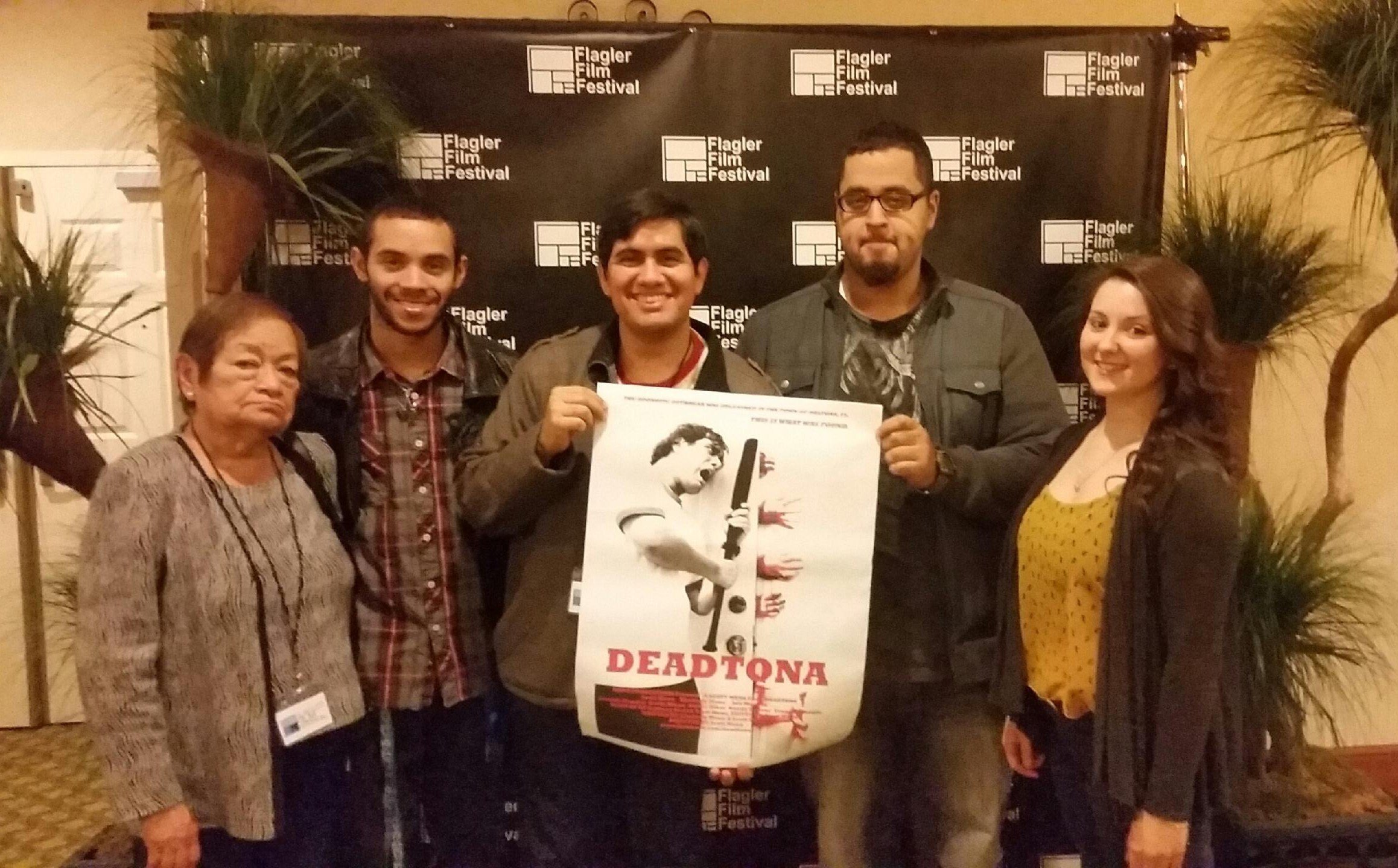 Rosa Ayala, Ezequiel Muirel, Scott Mena, Jeff Leon, and Devin Mixon at the DEADTONA Screening during the 2015 Flagler Film Festival