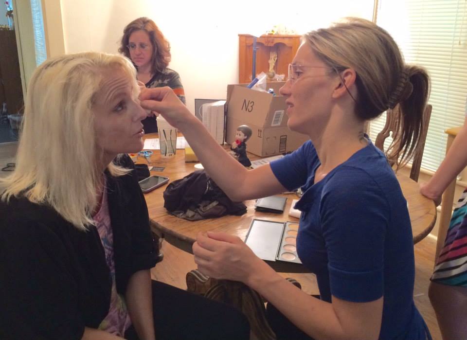 Me doing actress Shellilynn's makeup on the set of Cellar Secret.