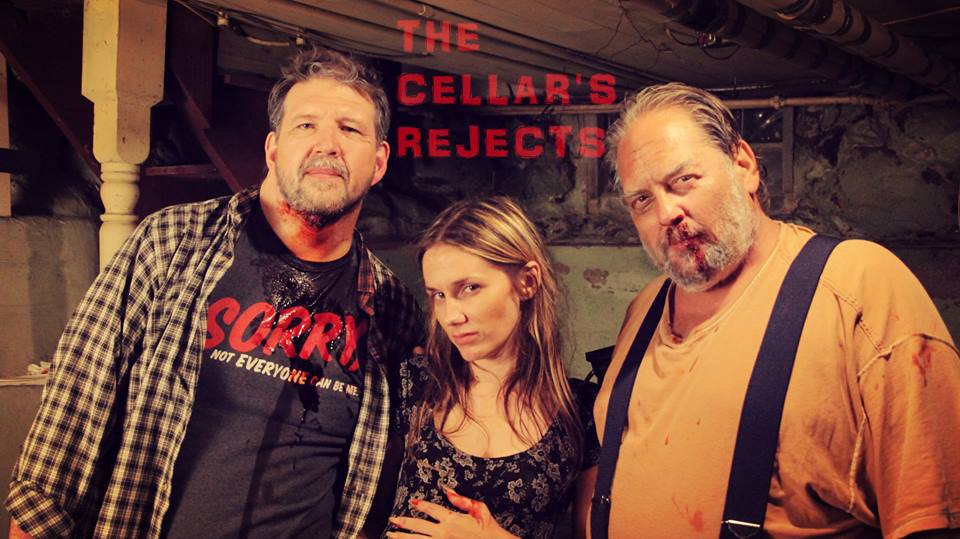 So the main actors for Cellar Secret gather for a picture, and director Michael Wade Johnson added his own little funny touch. :) Me with actors, Derek Cook & Joe DeBartolo
