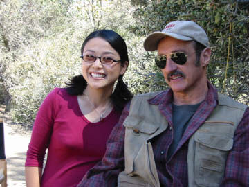 Lela Lee with Michael Gross on the set of 