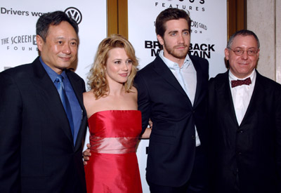 Ang Lee, Linda Cardellini, Jake Gyllenhaal and James Schamus at event of Kuprotas kalnas (2005)