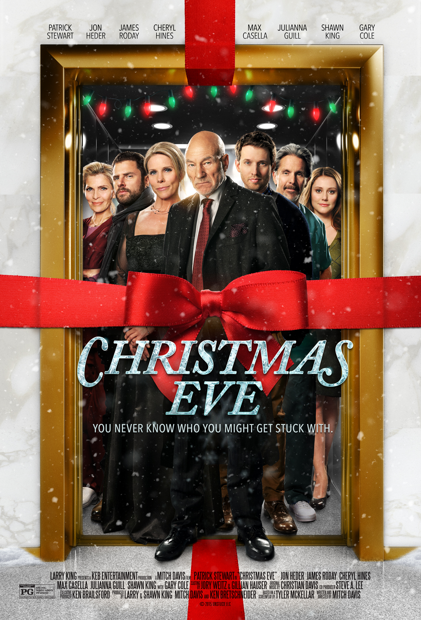 Patrick Stewart, Gary Cole, Shawn Southwick, Cheryl Hines, James Roday, Jon Heder and Julianna Guill in Christmas Eve (2015)