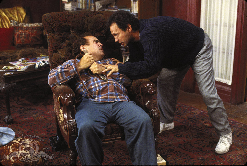 Still of Billy Crystal and Danny DeVito in Throw Momma from the Train (1987)