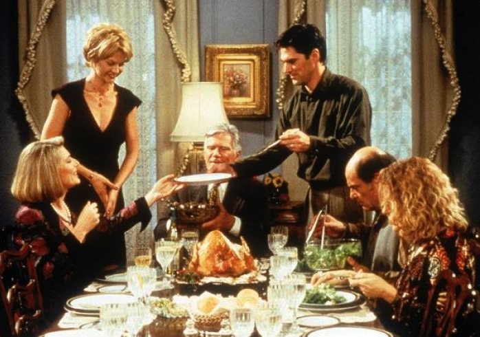 Still of Jenna Elfman, Thomas Gibson, Mimi Kennedy, Alan Rachins, Mitchell Ryan and Susan Sullivan in Dharma & Greg (1997)