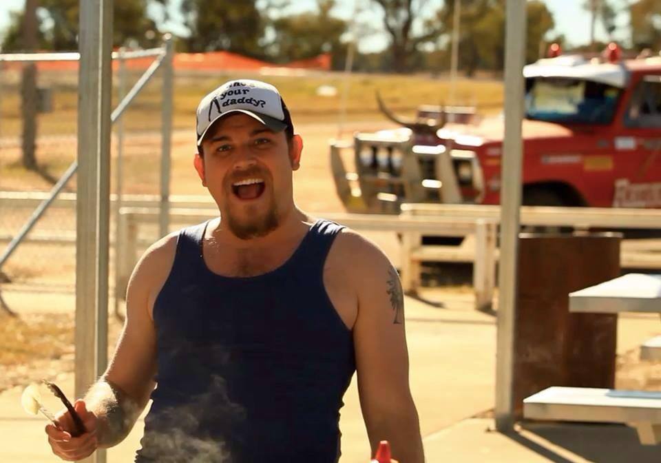 Brendan as Aussie outback Bushie, 'JAY' on the set of 'There's Something In The Pilliga'