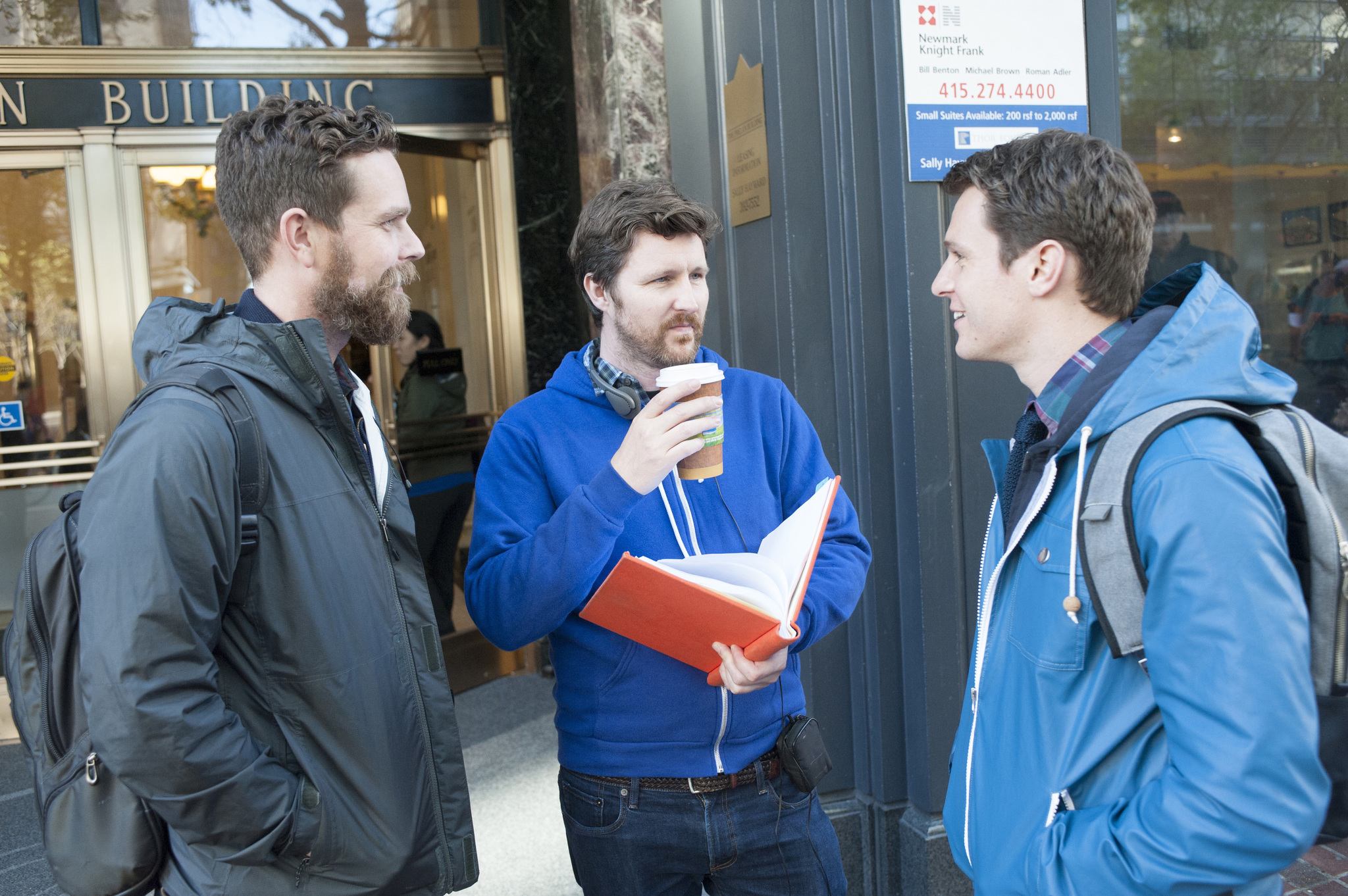 Still of Andrew Haigh, Michael Lannan and Jonathan Groff in Looking (2014)