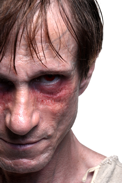 Bill Oberst Jr. as the demon who torments Robert Loggia in the feature film APOSTLE PETER AND THE LAST SUPPER