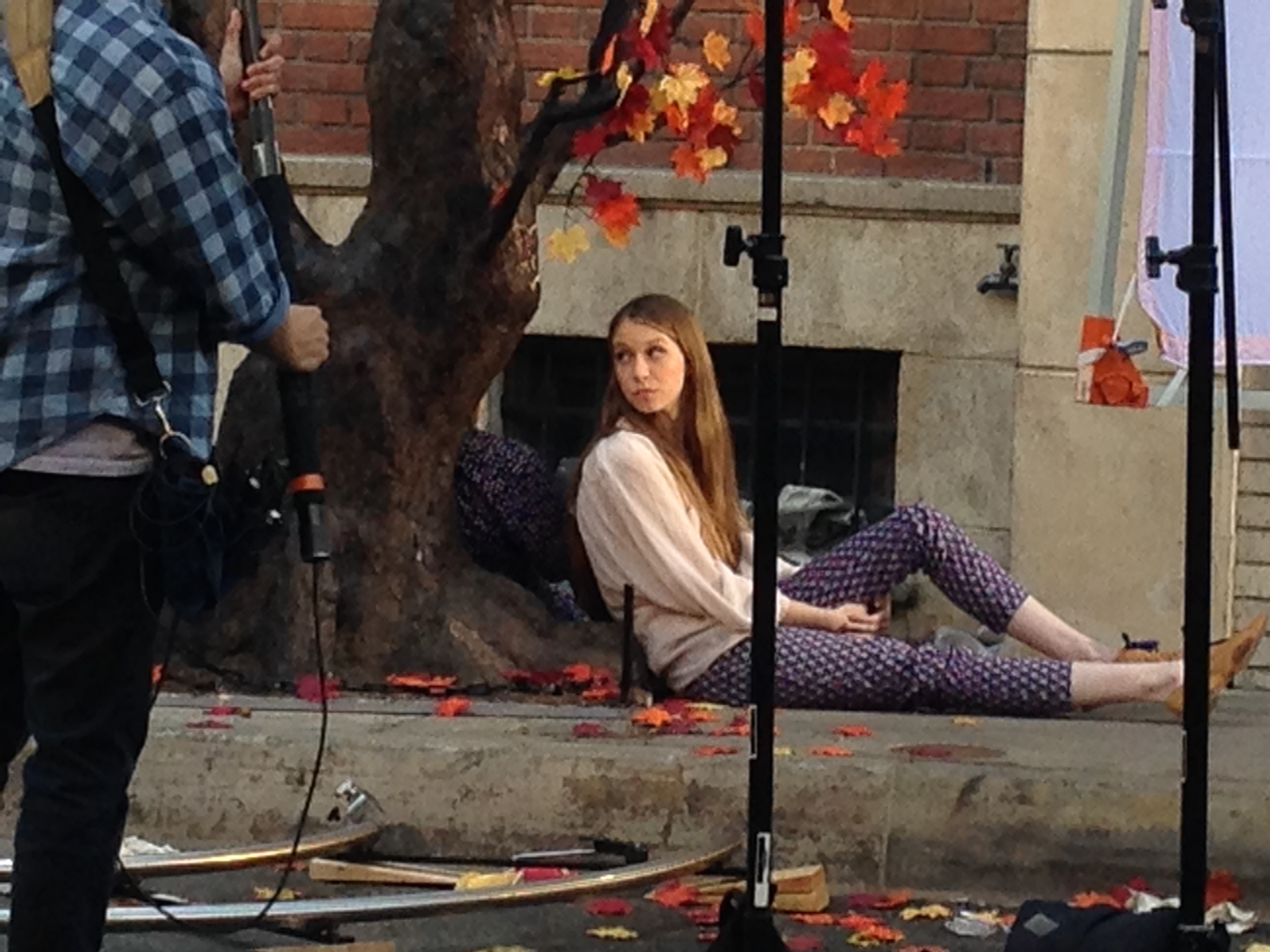 Elise Metcalf on set of The Giving Tree