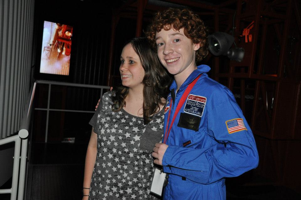 Morgan Duffey, 2012 with Grayson Russell on set of Space Warriors