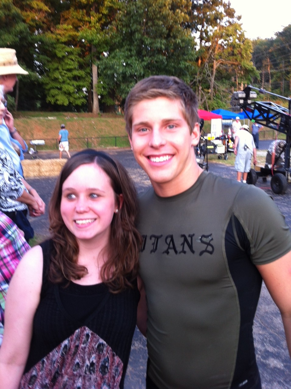 Morgan Duffey, 2012 with Thomas Kasp on set of Space Warriors.