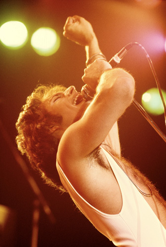 Queen's Freddie Mercury performing