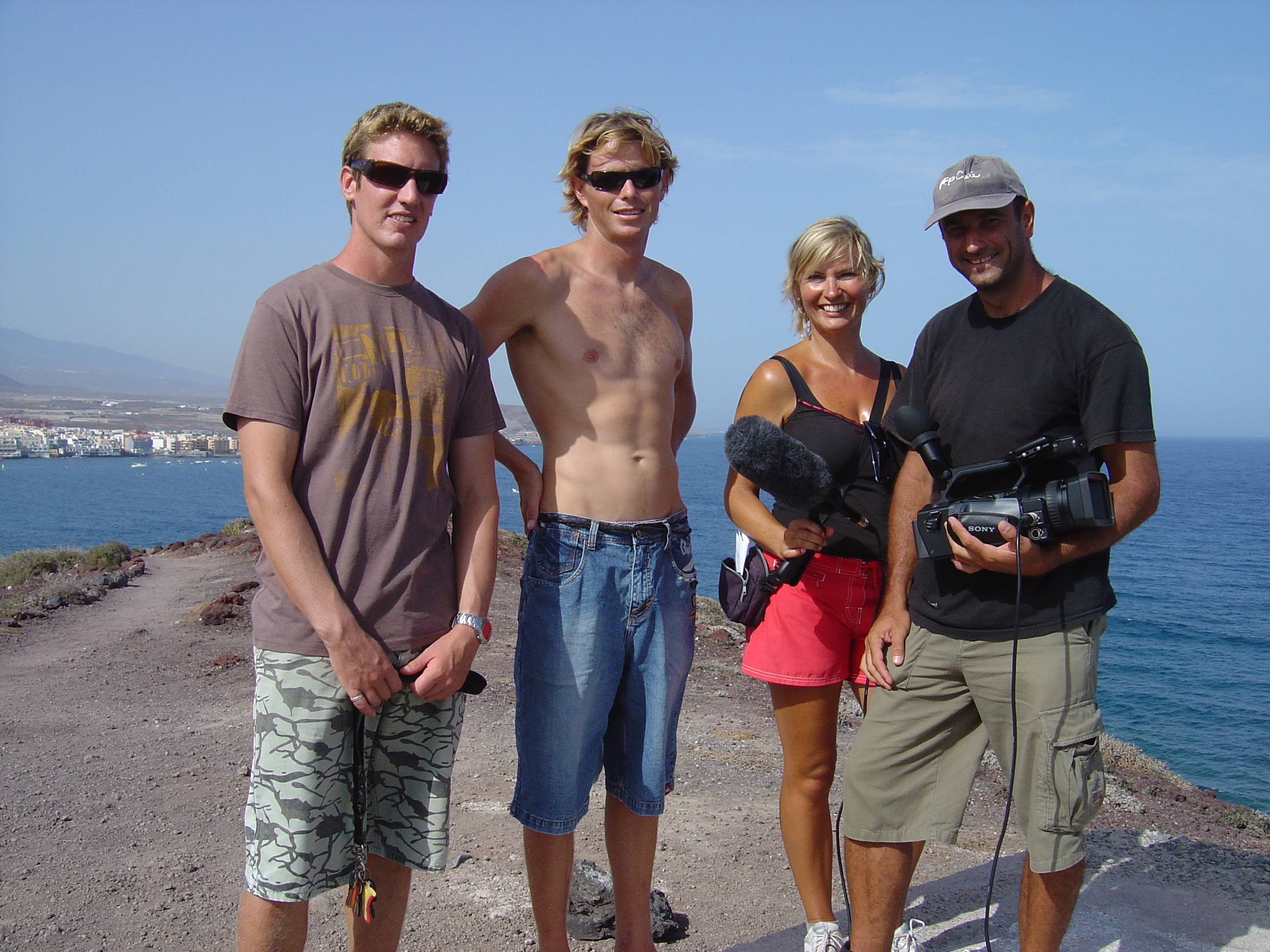 Caroline Spence on location, Canary Islands, for documentary shoot.
