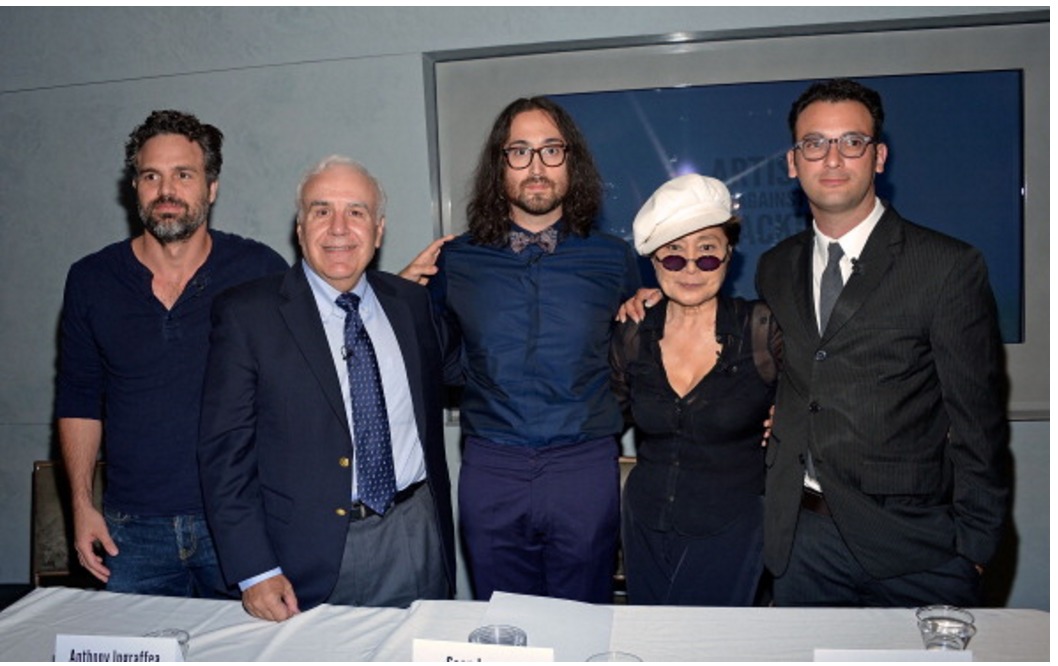 Artists Against Fracking Launch, 2012. With Yoko Ono, Sean Lennon, Mark Ruffalo. New York City.