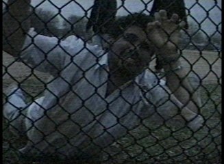 Cuffed to a fence