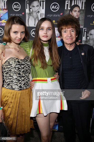 Parker Love Bowling (L), Kansas Bowling, and Rodney Bingenheimer attending Flaunt Magazine's CALIFUK party at the Hollywood Roosevelt Hotel Oct. 14th 2015