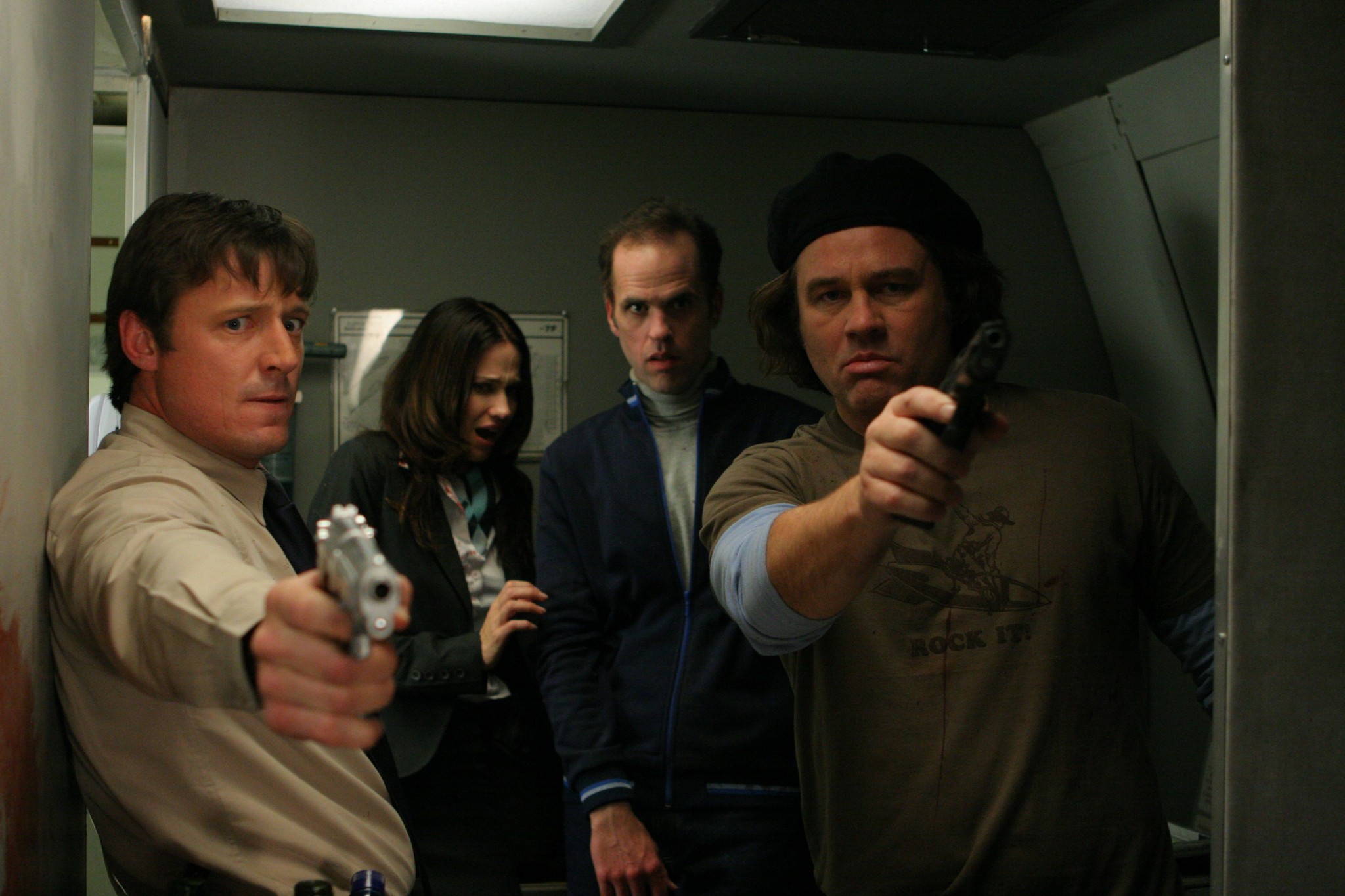 Still of David Chisum, Kevin J. O'Connor, Richard Tyson and Kristen Kerr in Plane Dead (2007)