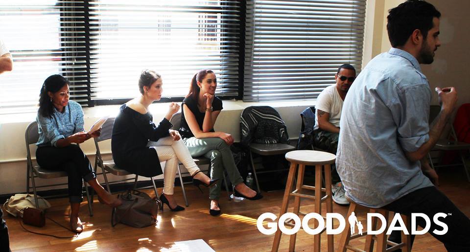 Denise J. Reed and cast members at rehearsal for Good Dads