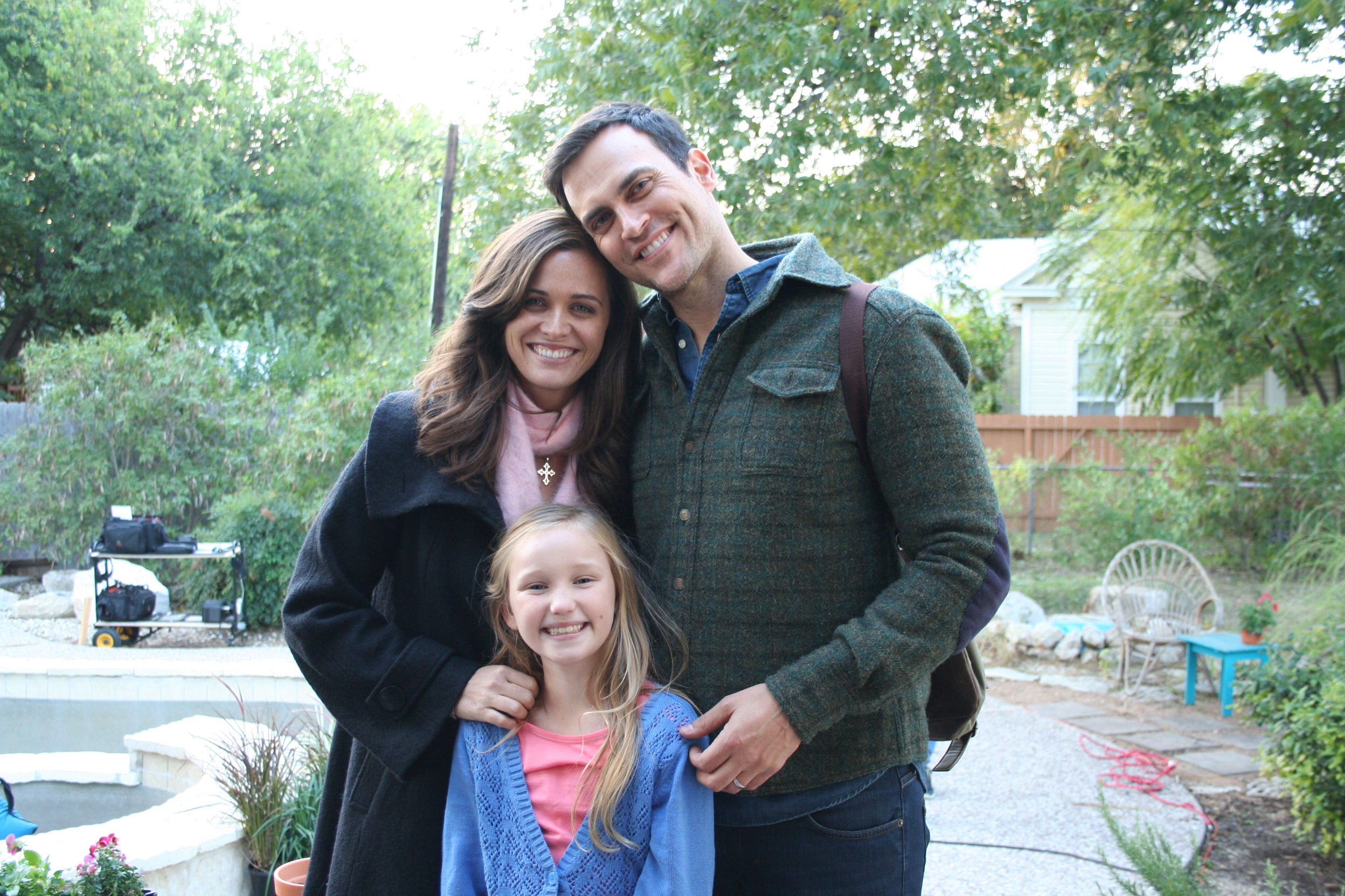 Avi Lake filming with Christine Woods and Cheyenne Jackson