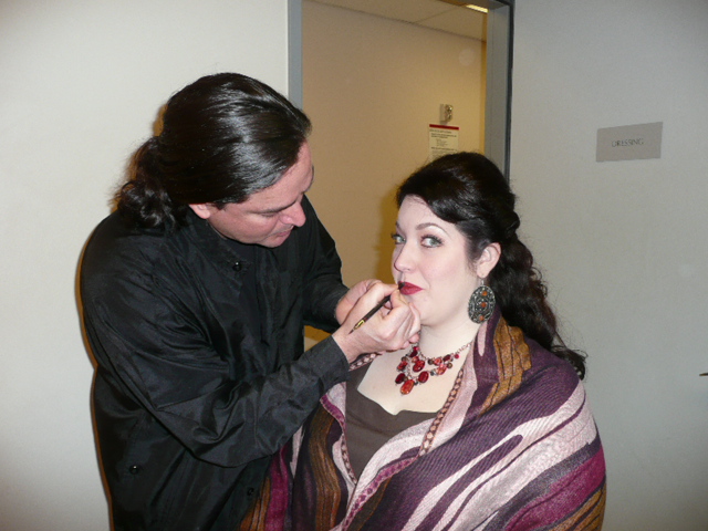 Makeup application at the Seattle Opera