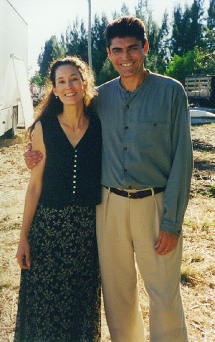 Deborah Smith Ford and Nick Brimble on the set of 