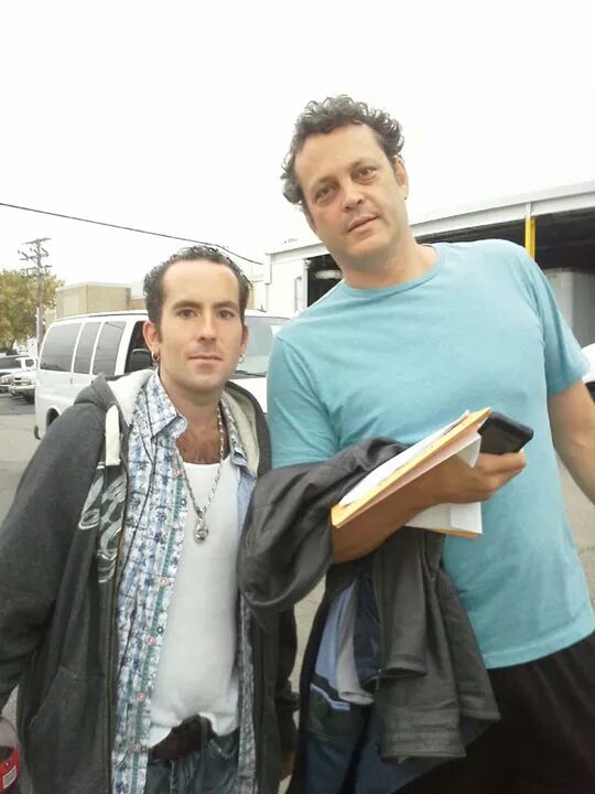 Steven Rears on set with Vince Vaughn