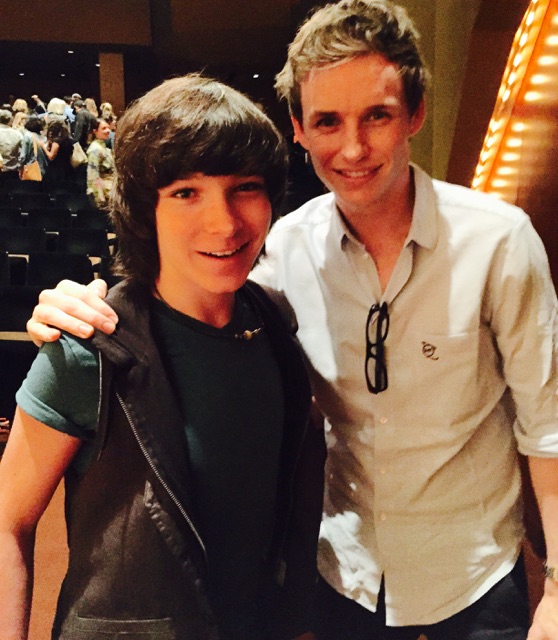 Dalton Cyr and Eddie Redmayne at the Screening of 