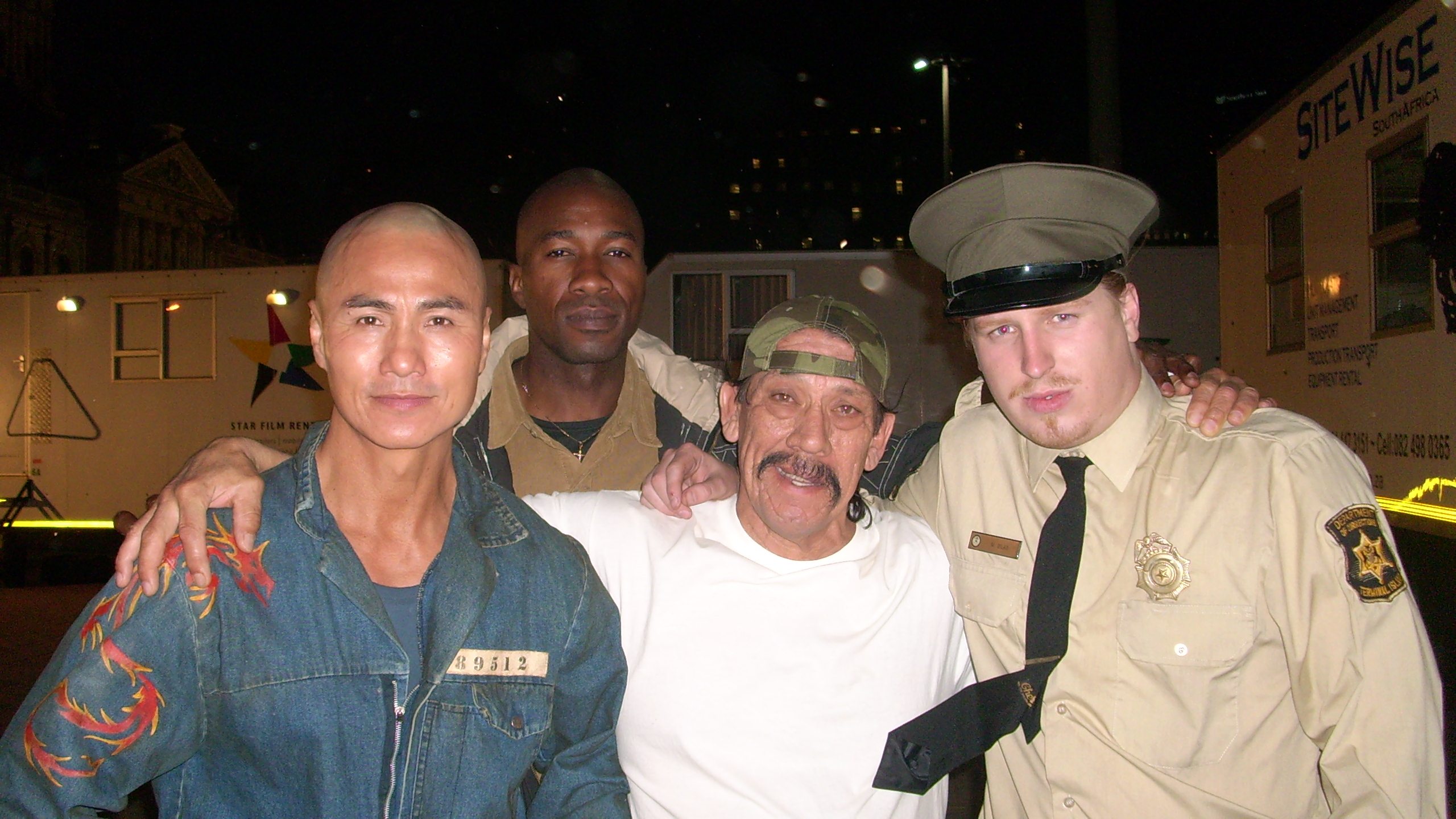 On set of Death Race 2 with Danny Trejo and Robin Shou