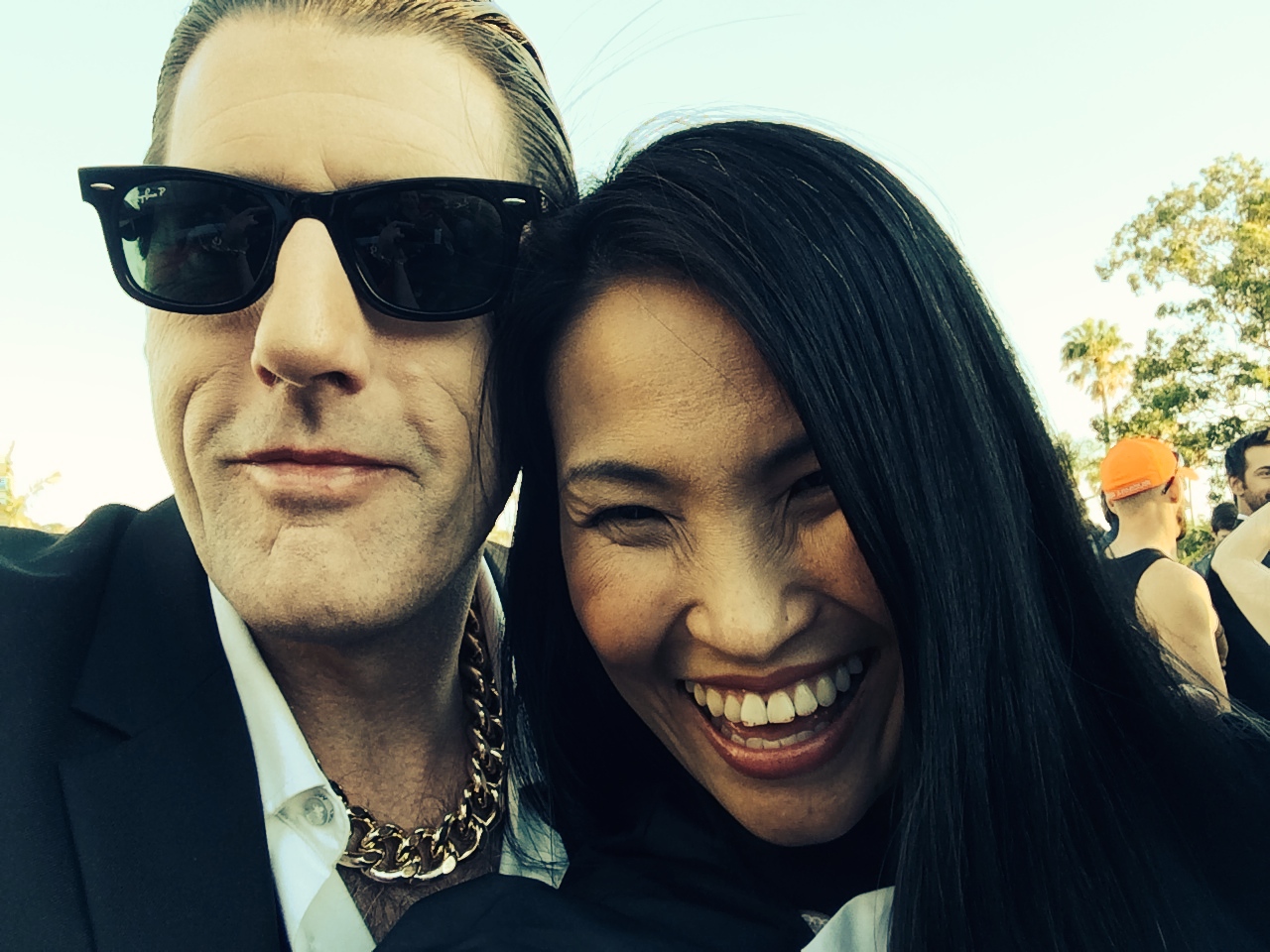 Craig Griffin with Lai Peng Chan in between shooting on Project: One Shot