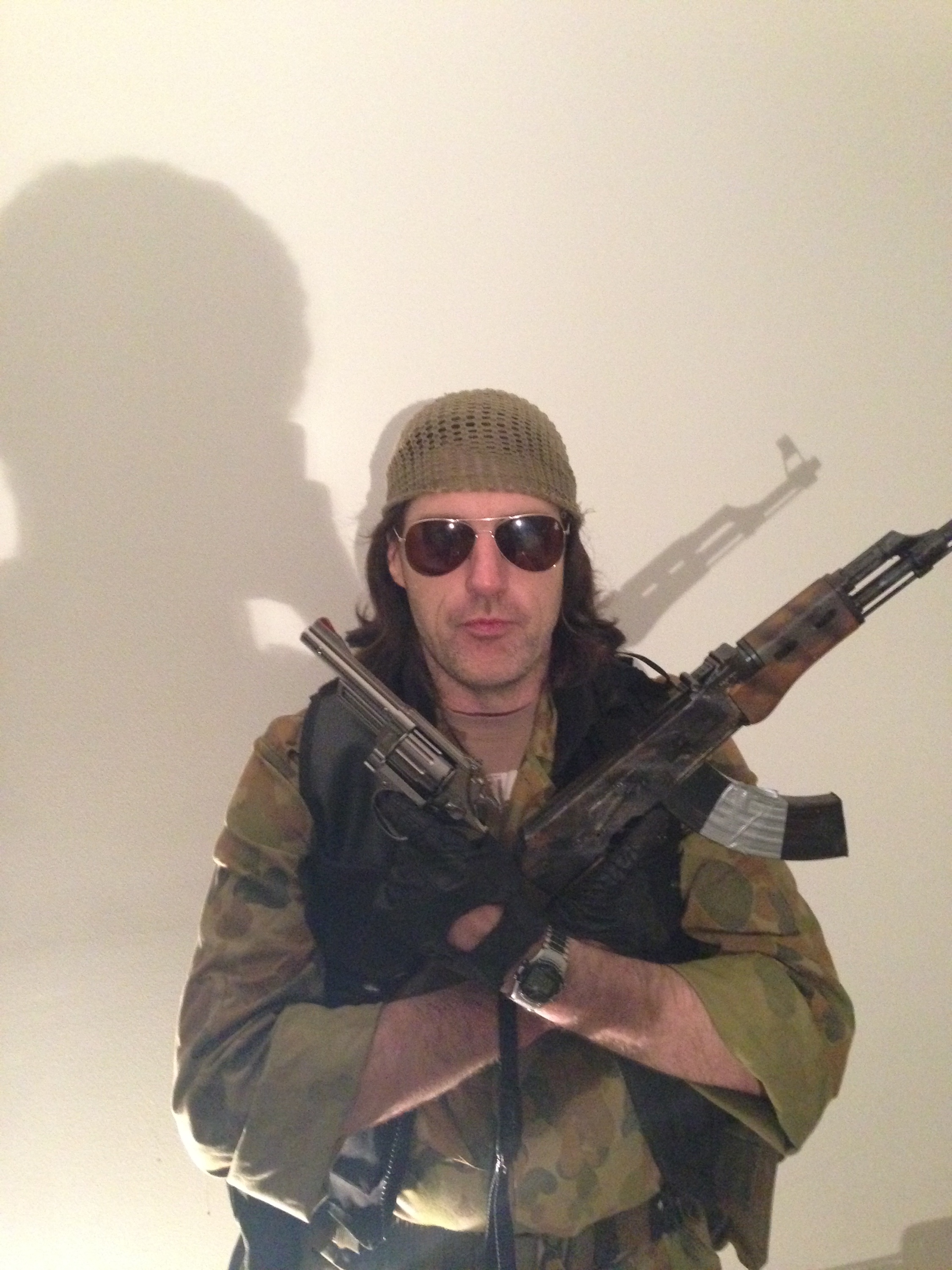 Craig Griffin as Rambo on the set of The Battlefield