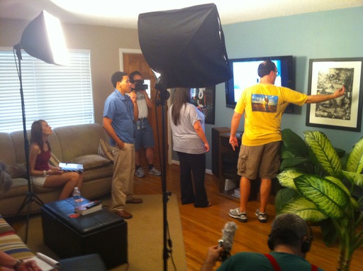 Directing on the set of Rent Party - with (L to R) Kristie Pipes, Ron McDaniel, Leon Tidwell, Amy Pannell, Scott