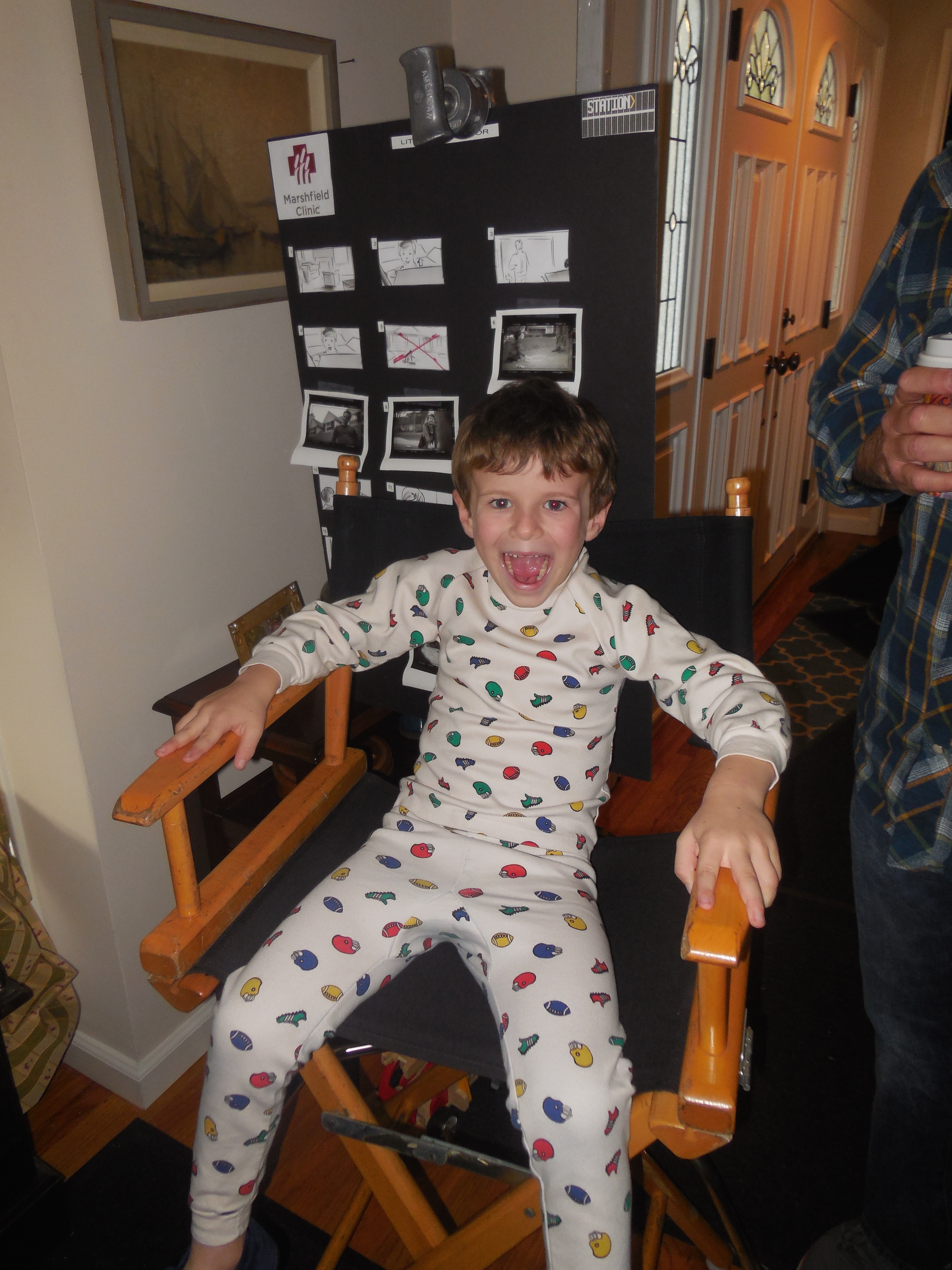 Benjamin on the set of the Marshfield Clinic Commercial 