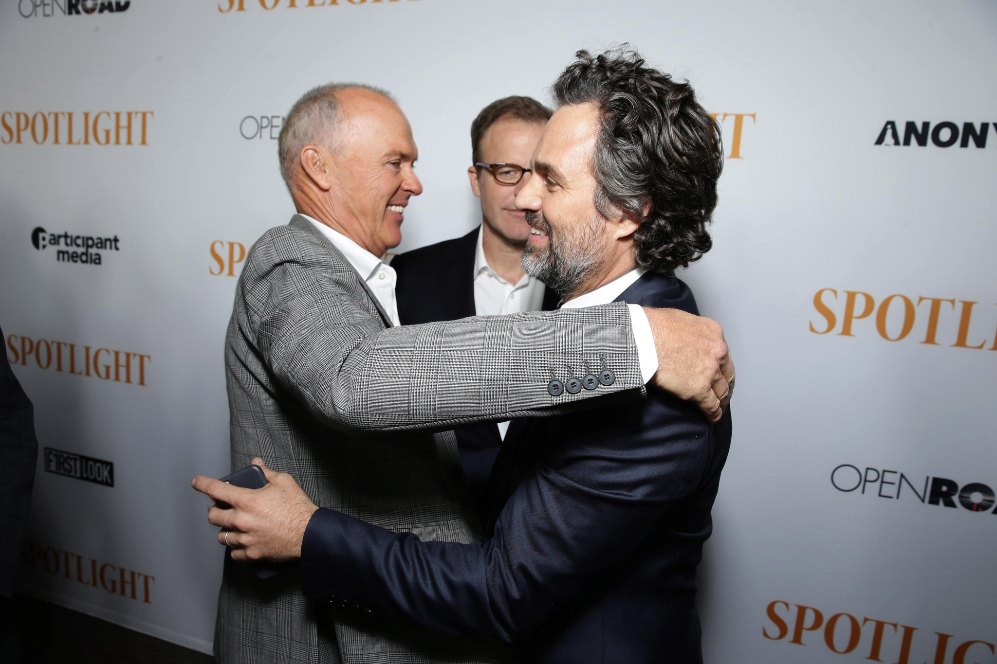 Michael Keaton, Tom McCarthy and Mark Ruffalo at event of Sensacija (2015)