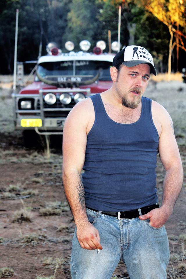 Brendan as Aussie outback Bushie, 'JAY' on the set of 'There's Something In The Pilliga'