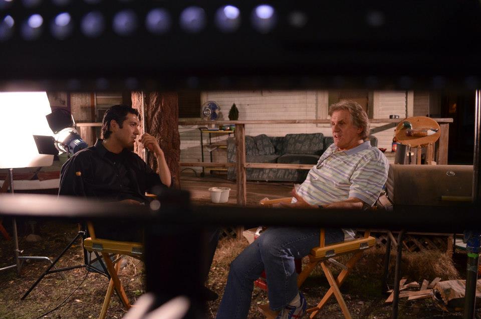 Jin Kelley talks with producer Henry Lange Jr. on set.